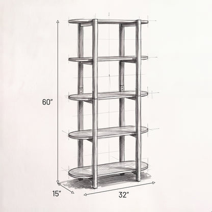 Modern Wood Bookcase - 60" Height