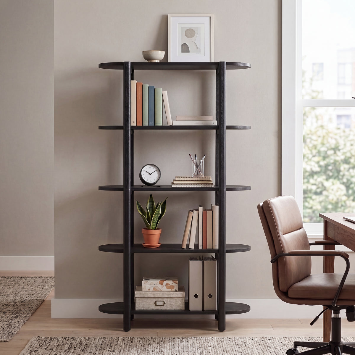Modern Wood Bookcase - 60" Height