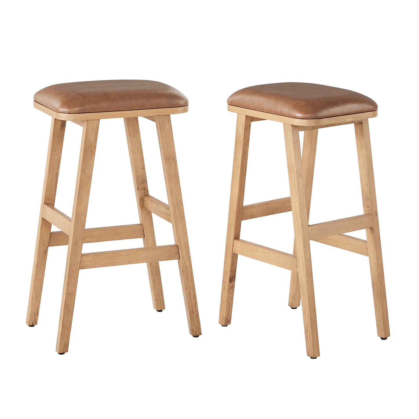 Upholstered Wood Saddle Stool - 2 Pack