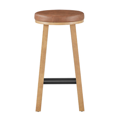 Upholstered Round Wood Stool - 2 Pack