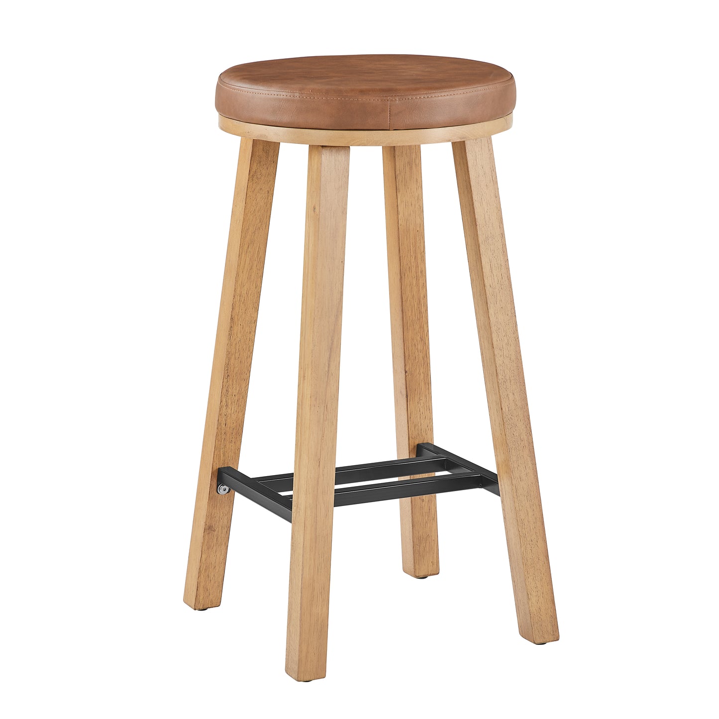 Upholstered Round Wood Stool - 2 Pack