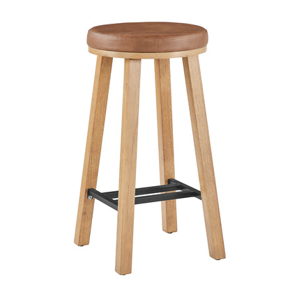 Upholstered Round Wood Stool - 2 Pack