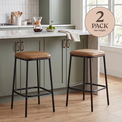 Modern Backless Upholstered Bar Stool - 2 Pack
