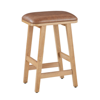 Upholstered Wood Saddle Stool - 2 Pack