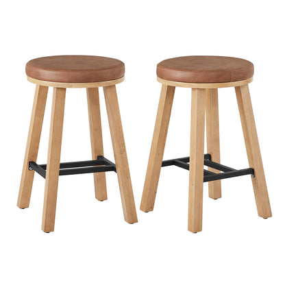 Upholstered Round Wood Stool - 2 Pack