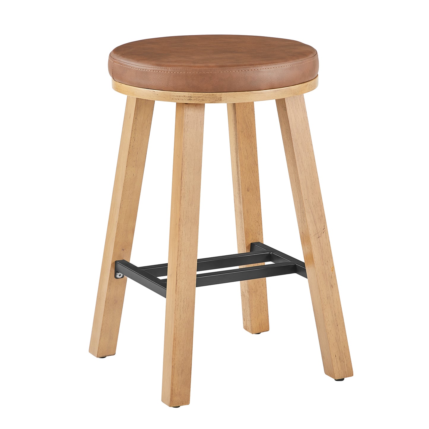 Upholstered Round Wood Stool - 2 Pack