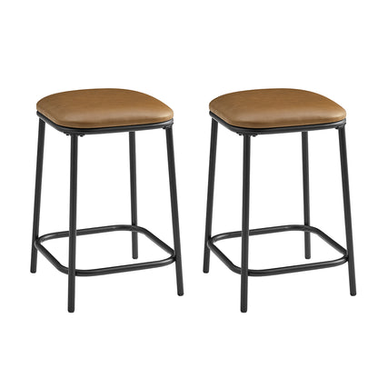Modern Backless Upholstered Bar Stool - 2 Pack