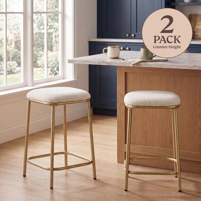 Modern Backless Upholstered Bar Stool - 2 Pack