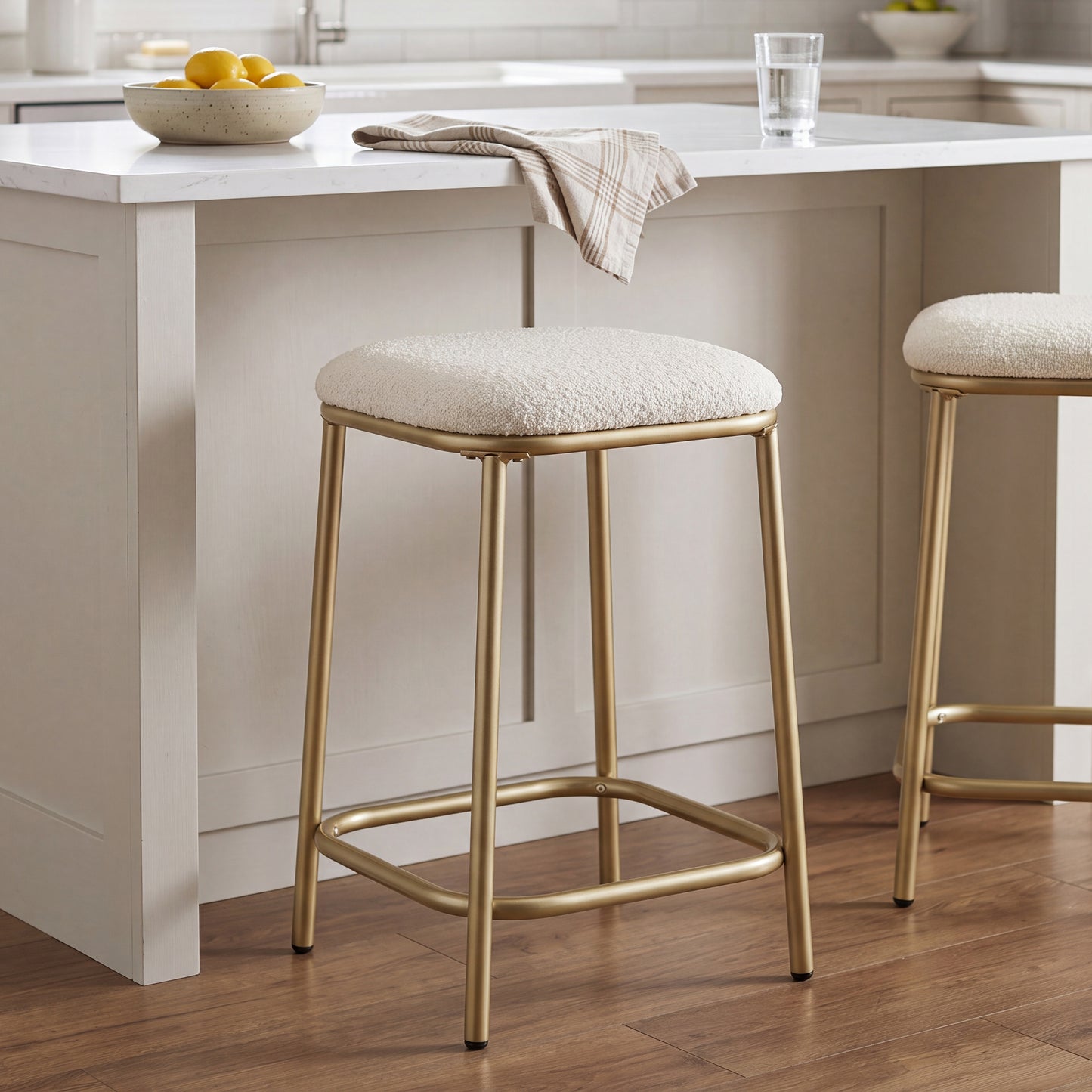 Modern Backless Upholstered Bar Stool - 2 Pack
