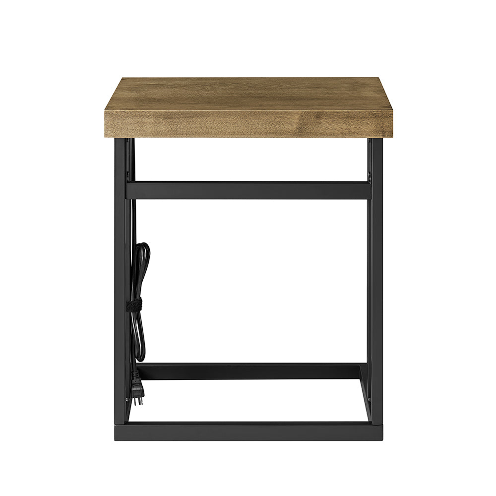 Wood and Metal Large C-Table with Charging