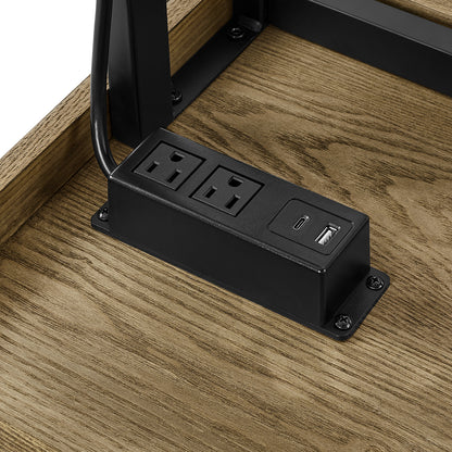 Wood and Metal Large C-Table with Charging