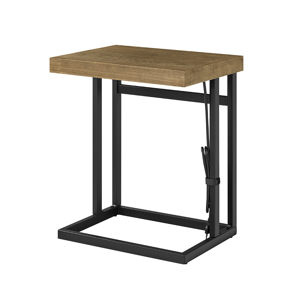 Wood and Metal Large C-Table with Charging