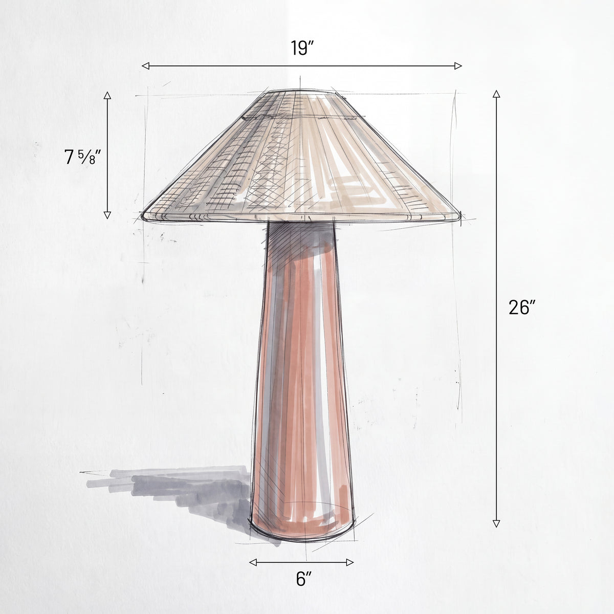 Terra Rattan and Ceramic Large Table Lamp