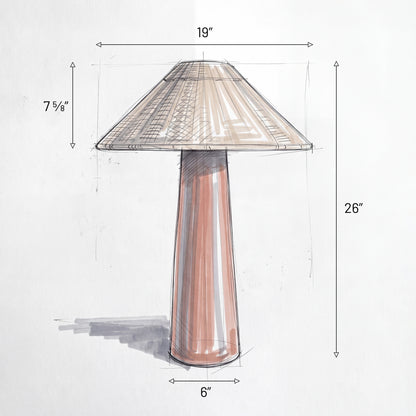 Terra Rattan and Ceramic Large Table Lamp