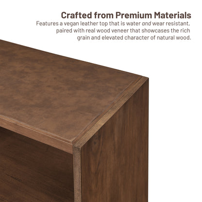 Modern Wood Nightstand with Vegan Leather Top