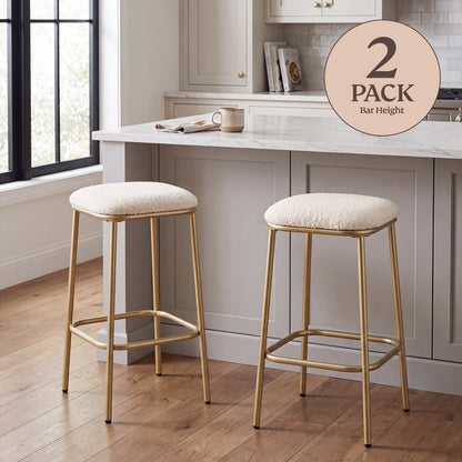 Modern Backless Upholstered Bar Stool - 2 Pack