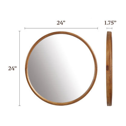 Linden Solid Wood Round Wall Mirror
