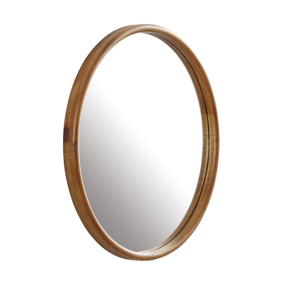 Linden Solid Wood Round Wall Mirror