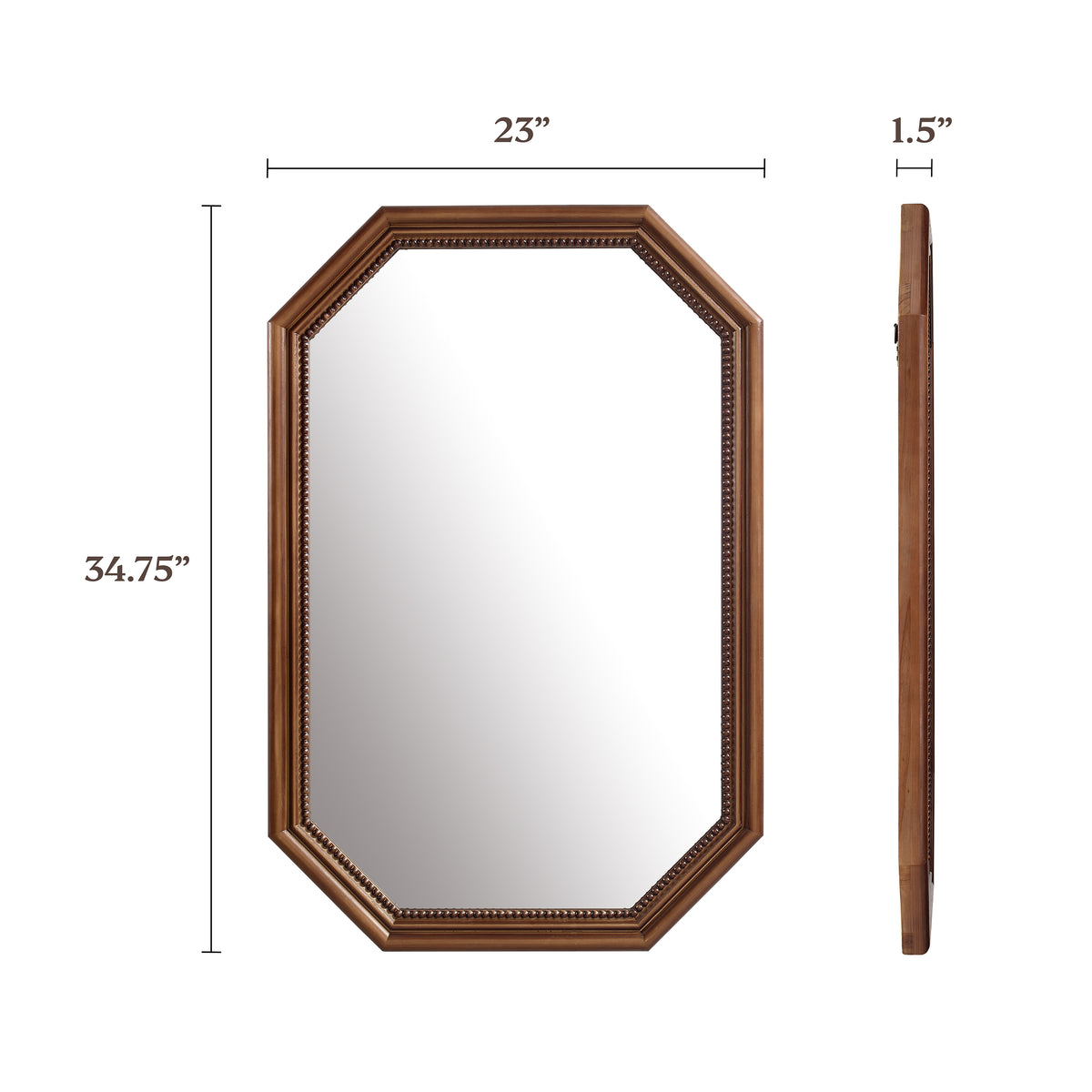 Alden Vintage Inspired Real Wood Wall Mirror