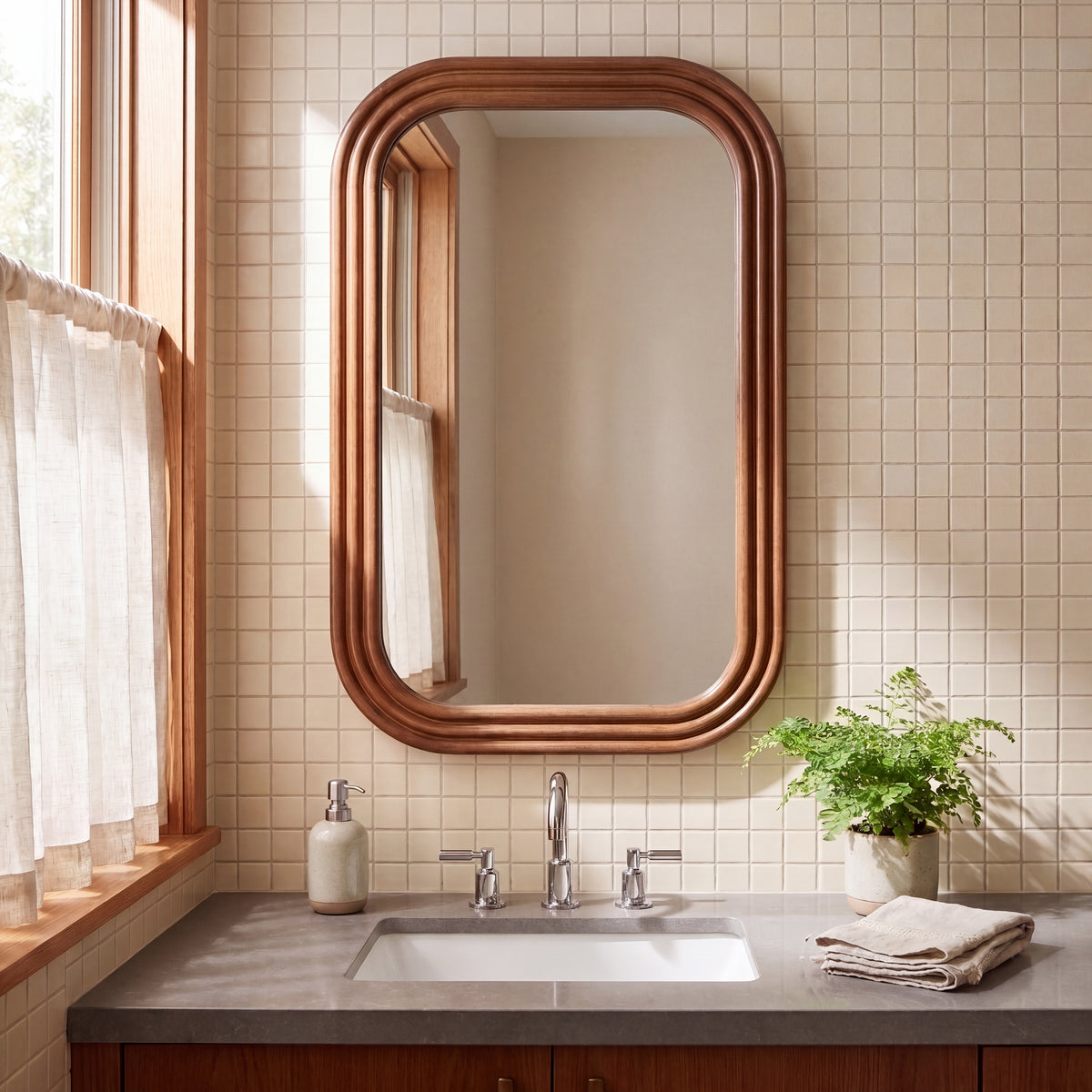 Rowan Real Wood Modern Wall Mirror