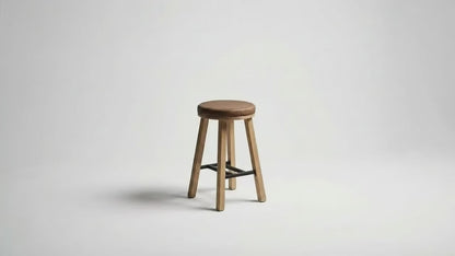 Upholstered Round Wood Stool - 2 Pack